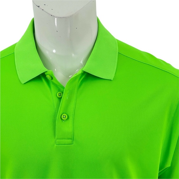 Under Amour Loose Heatgear Fluorescent Green Golf Polo Shirt Youche CC Mens L - Picture 4 of 11